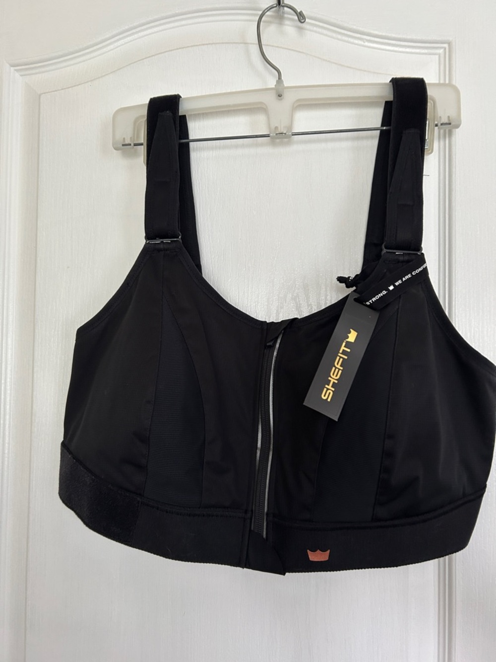 SHEFIT Black Front-Zip High-Impact Sports Bra NWT